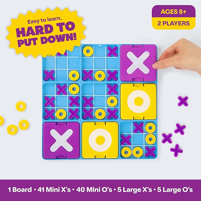 Ultimate Tic Tac Toe™ By Relatable, Exciting Board Games for Family Gatherings, Great Games for Kids, Includes 1 Board, 41 Mini X's, 40 Mini O's, 5 Large X's, 5 Large O's