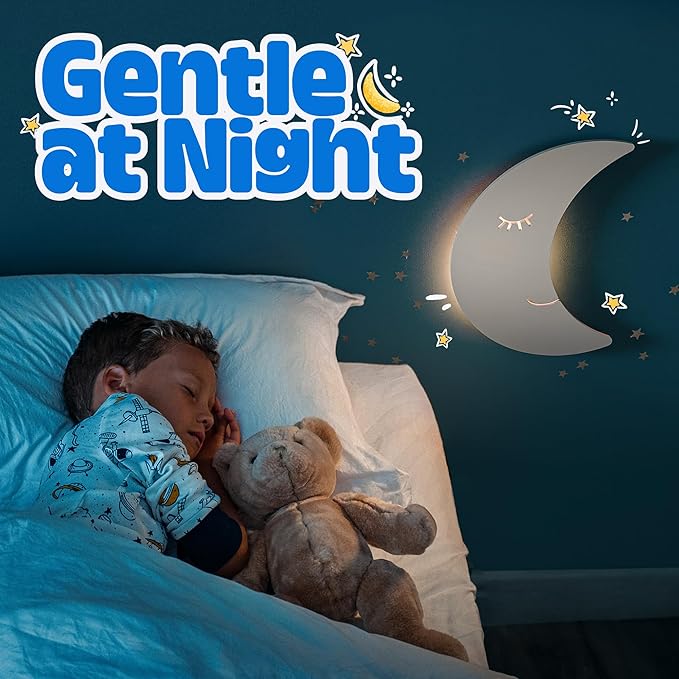 Tip perk 2 Pack Cloud & Moon Lights - Floating Cloud & Moon Wall Lamps for Nursery | Cute Floating Lamps for Kids Bedroom | Battery-Operated Hanging Night Lights for Bedroom/Baby Nursery