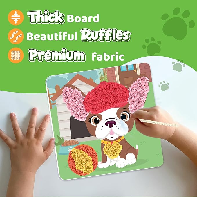jackinthebox Poke Poke Art – Pets Theme, Mess-Free Fabric Art and Craft, Flower Pressing Kits, Gift for Kids, Gifts for Girls and Boys Ages 4 5 6 7 8