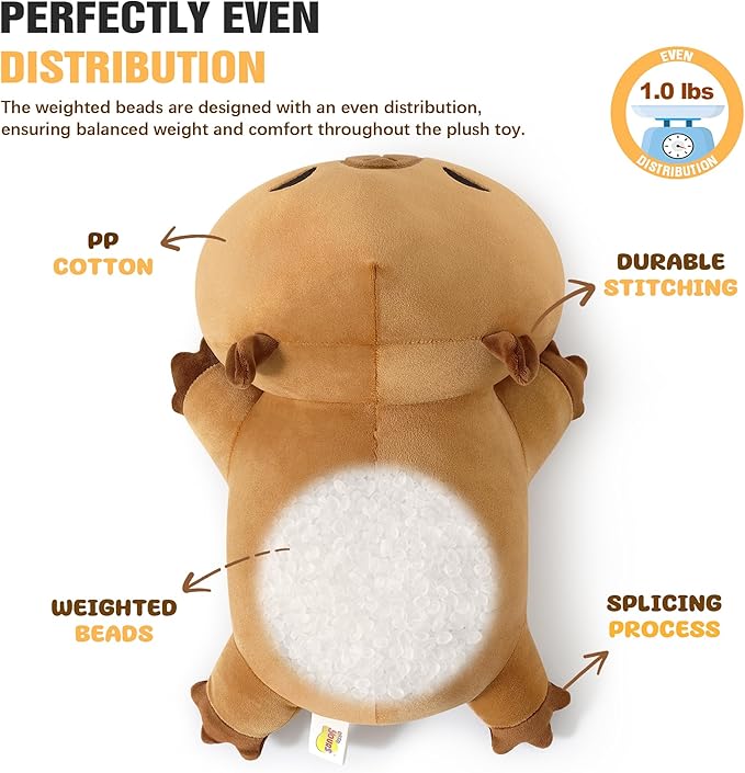 Onsoyours Original Weighted Stuffed Animals, Cute Weighted Positive Capybara Plush Pillow Toy Soft Weighted Capybara Plushies Gift for Kids Adults (9.8", 1.0 Lbs)