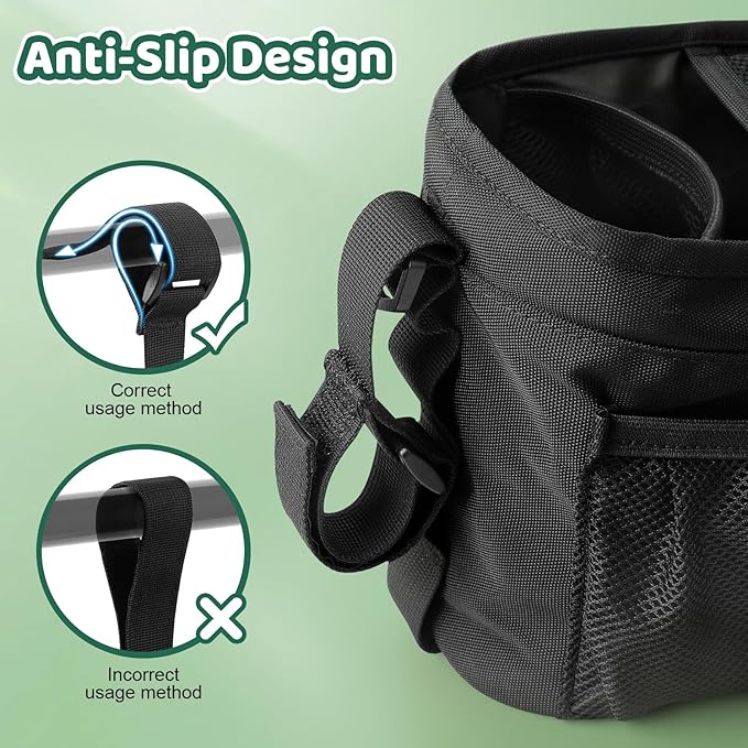 Guiseapue Universal Stroller Organizer with Cup Holder: Stroller Caddy Accessories with Detachable Phone Bag Fit for Uppababy, Non-Slip Straps, Walker Accessories, First Mothers Day Gifts for New Mom