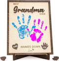 Best Grandma Ever Gifts - Personalized Wooden Handprint Plaque, DIY Keepsake Craft Kit from Grandkids, Meaningful Family Decor to Capture Precious Memories, Unique Birthday Christmas Gift for Grandma