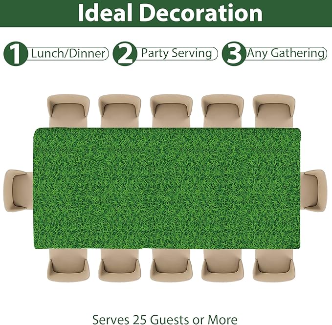 Qyeahkj Golf Party Supplies Serves 24 Golf Ball Party Paper Plates and Napkins Green Grass Plastic Tablecloth Set Sports Themed Tableware Kit for Birthday Decoration Baby Shower Decor