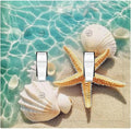 Decorative Switch Plates Sea Shells And Star Fish In Ocean Beach 2 Gang Double Toggle Outlet Light Switch Cover Wall Plate Electrical Faceplate For Bathroom Home Decor