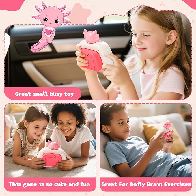 Axolotl Fast Push Pop Game Fidget Console Toys for Kids Adults,Quick Push Pop Bubble Up Gifts,Handheld Light Up Fidget Sensory Puzzle Toy for Boys Grils Teens Age 3-12