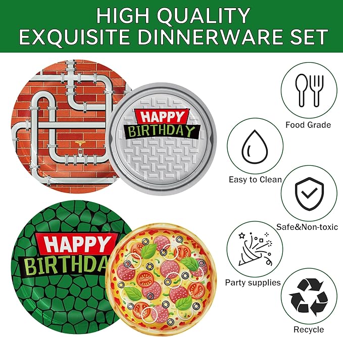 140 PCS Turtle Birthday Party Decorations Set - Turtle Cartoon Theme Plates Napkins Disposable Paper Cups Tableware Set Birthday Party Supplies for Boys Girls
