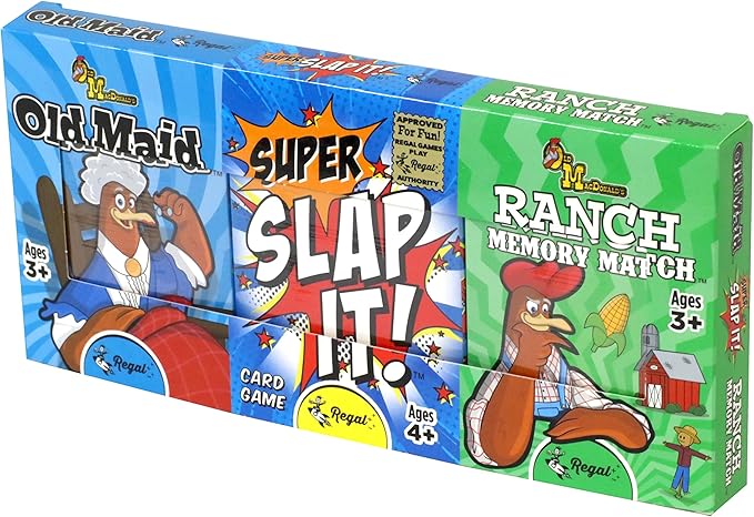 Regal Games Farm Match, Slap It, Old Maid Card Games for Kids Ages 4 5 6 7 8+ | Family Fun Playing Card Set (160 Game Cards, 3 Pack)