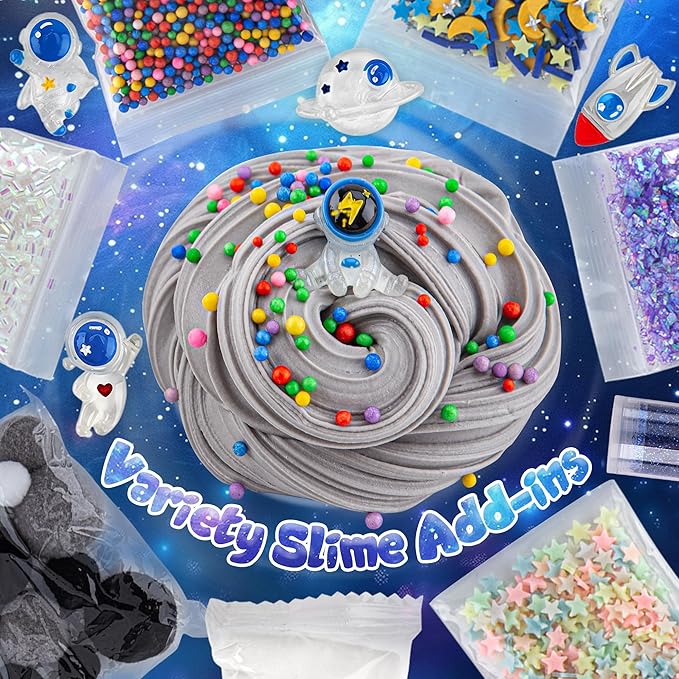 Astronaut Galaxy Slime for Kids, Big Slime Bucket with Clay, Glow in The Dark Slimes Kit for Girls and Boys Ages 8-12, Slimes Party Favors for Birthday Easter, Sensory DIY Toys