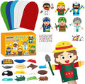 WATINC 6Pcs Hand Puppet Making Kit, Art Craft Felt Sock Puppet Toys, Creative DIY Make Your Own Pompoms Wiggle Googly Eyes Storytelling Role Play Party Supplies Gift for Girls Boys (Career B)