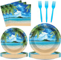96Pcs Beach Party Plates and Napkins for Summer Tropical Birthday Party Supplies Hawaiian Beach Ocean Paper Dessert Plates Hawaiian Tropical Tableware Set for Kids 24 Guests Birthday Decorations