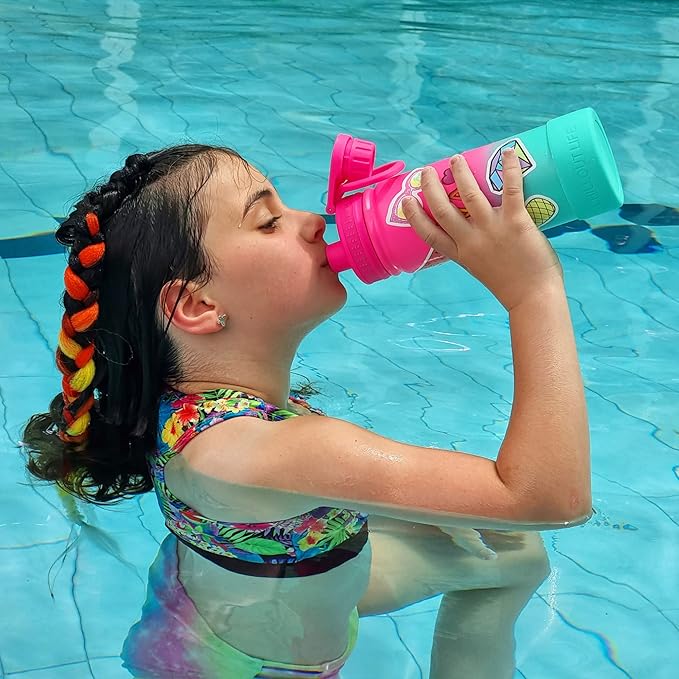 CHILLOUT LIFE 17 oz Kids Insulated Water Bottle for School with Leakproof Spout Lid and Cute Waterproof Stickers, Personalized Stainless Steel Thermos Flask Metal Water Bottle for Girls & Boys