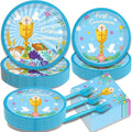 200Pcs Blue Baptism Plates and Napkins, First Holy Communion Party Decorations Supplies for Boys God Bless Christening Celebration Party Baby Shower Disposable Tableware Set, Serves 50