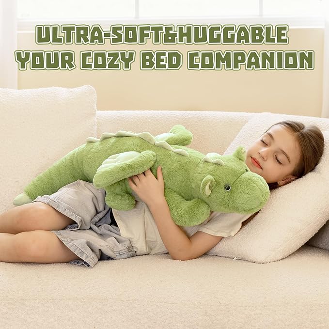Tezituor Dragon Stuffed Animal Glow in The Dark, 31.5" Large Soft Dragon Plush Pillow Christmas Birthday Toy Gifts for Kids&Adults