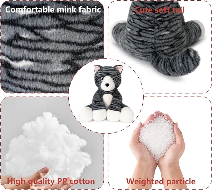 Niuniu Daddy 14" | 3.5 Pound Cat Weighted Stuffed Animal, Heavy Stuffed Cat Plush Toys for Kids Adults, Weighted Beads for Kitty Stuffed Animals Body Pillow for Present Birthday Holiday Christmas