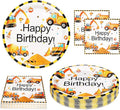 50 Pcs Construction Plates and Napkins Party Supplies, 9inch Construction Theme Plates, Disposable Dump Truck Plates and Napkins Tableware Set for Kids Boys Birthday Party Decorations, 25 Guests