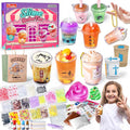 Miniature Cafe & Boba Tea Slime Kit for Kids, 53PCS Mini Dessert Cup Slime Making Kit, Kitchen DIY Pretend Play Food Toys, Party Goodie Bag Stuffers for Girls Ages 4 5 6 7 8 9 10