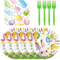 72 Pcs Easter Paper Plates 7in Disposable Bunny Dessert Plates Napkins and Forks Easter Party Tableware Set Decoration Supplies for Spring Birthday Baby Shower Party, Serve 24