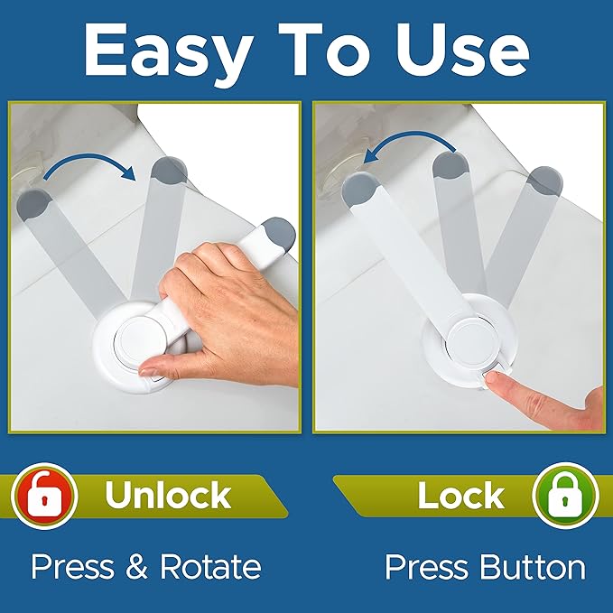 Baby Toilet Lock (3 Pack) Ideal Baby Proof Toilet Lid Lock with Arm – No Tools Needed Easy Installation with 3M Adhesive – Top Safety Toilet Seat Lock – Fits Most Toilets – White