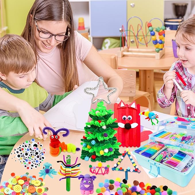 Itopstar Topstar 3000 Kids Arts and Crafts Supplies Ultimate Crafting Supply Set in Portable 3 Layered Plastic Art Box All in One for Craft Arts and Crafts
