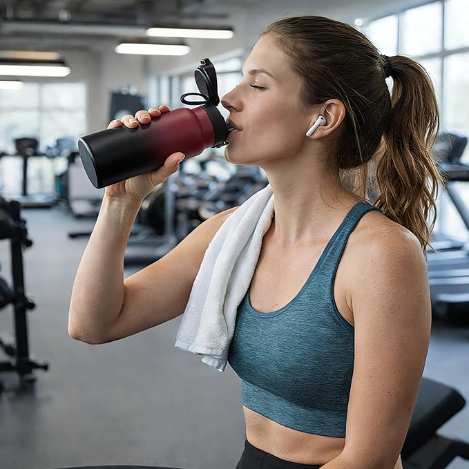 Fanhaw 20 Oz Insulated Stainless Steel Water Bottle with Chug Lid – Wide Mouth, Leak-Proof, BPA-Free – Ideal for Kids, Adults, Sports, Gym, and Outdoor Use (Red)