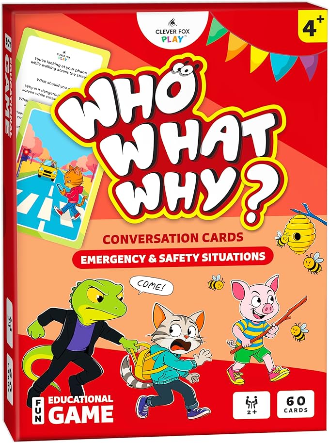 Who What Why Emergency & Safety Conversation Cards for Kids – Social Skills & Critical Thinking Game – Safety Awareness, Decision-Making & Communication Cards, Speech Therapy & SEL Tool, Ages 4+