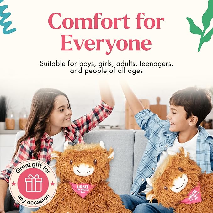 Lilly's Love Weighted Stuffed Animals for Adults & Kids — 5lb Highland Cow Plush for Anxiety, ADHD & Sensory | Machine Washable Weighted Stuffed Animal w/Removable Insert | Hazel The Highland Cow