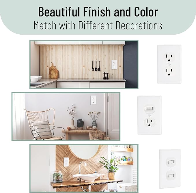 Bates- Duplex Wall Plate, 12 Pack, Gray, Electrical Outlet Cover Plates, Wall Outlet Cover