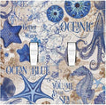 Decorative Switch Plates Vintage Sea Blue Seahorse Starfish Octopus 2 Gang Double Toggle Outlet Light Switch Cover Wall Plate Electrical Faceplate For Kids Room Home Decor