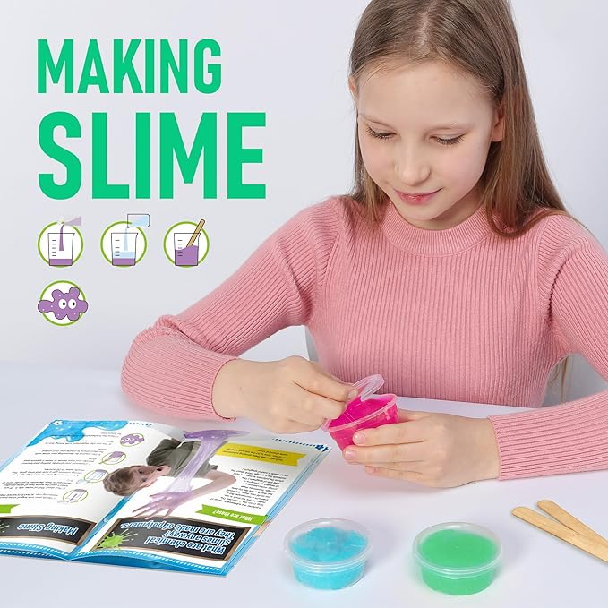 Slime Science Kit for Kids - DIY Slime Making Kit with 3 Colors, Ghost Mold, Foam Beads & Pearlescent Powder - STEM Educational Science Experiment Toy for Boys & Girls Ages 6+