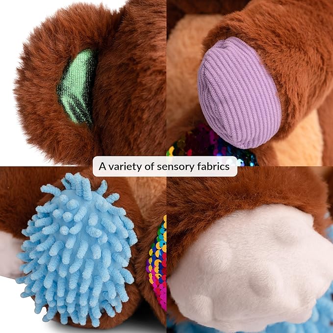 ODOXIA Sensory Monkey Stuffed Animal | Sensory Plush Toy | Fidget Stuffed Animal for Kids | Great for Sensory Needs | Sensory Stuffed Animals for Children | Sensory Pillow Plush
