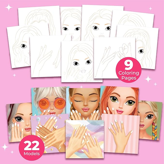 BSCOOL Drawing, Coloring & Sticker. Nails & Makeup Dress Up Sticker Book with 240+ Removable Stickers. Endless Nail Design and Makeup Combination for Kids Ages 4 and Up. Easter Gift for Girls