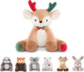 Niuniu Daddy 14" | 3.5 Pound Deer Weighted Stuffed Animals, Heavy Moose Sleeping Plush Toys for Kids Adults, Weighted Beads for Stuffed Animal Body Pillow for Cuddling Gift Birthday Christmas Holiday