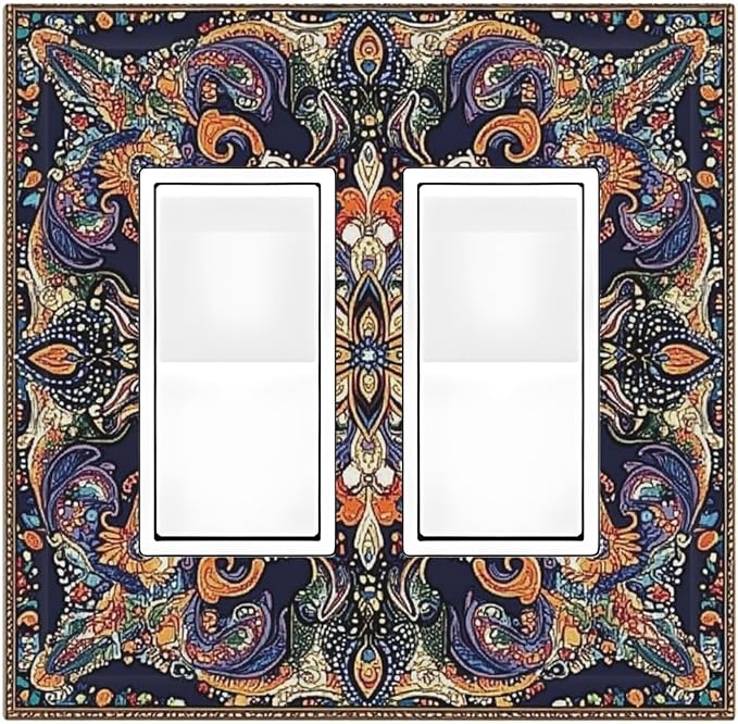 Decorative Outlet Covers Mandala Petals Retro Flowers 2 Gang Double Gfci Rocker Electrical Wall Panels Light Switch Cover Plate For Bed Room Home Decor