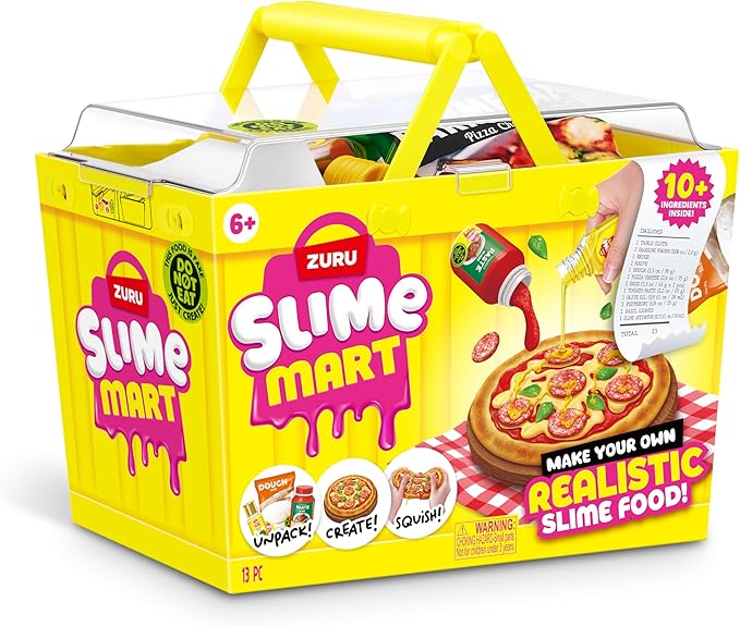 Slime Mart Small Basket by ZURU, Toy, Arts & Crafts for Kids and Kidults, Soft Slime Making Kit - Slime Kit for Girls Ages 6-10 - Fun Gift Idea for Boys Girls - Fidget Toys - Sensory Toys (Pizza)