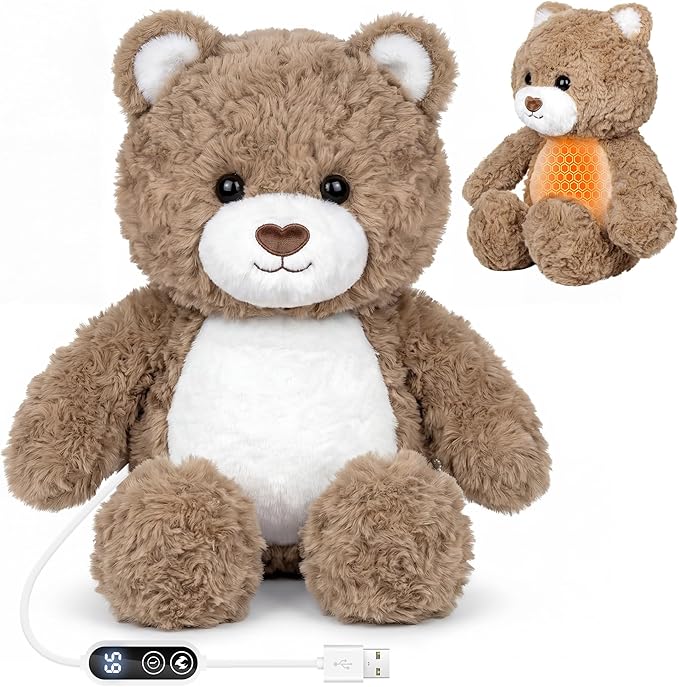 Teddy Bear Heating Pad for Period Cramps, Heated Stuffed Animal Plush Toy, USB Electric Heating Pad with Auto Shut Off,Warm Plushie for Belly Back Shoulder Pain Relief, Gift for Mom Women
