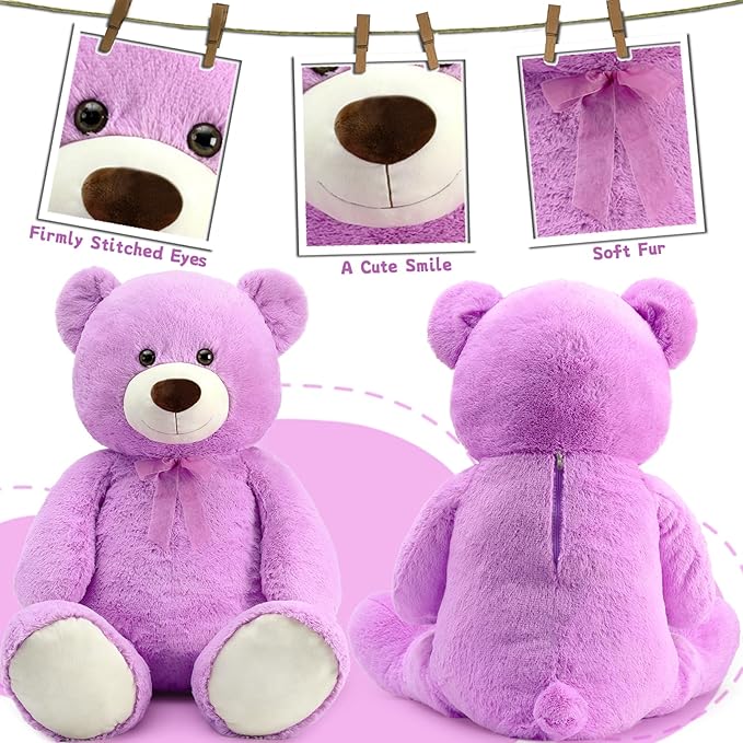 Toys Studio Ultra Soft Teddy Bear 51 inch Giant Stuffed Animal Large Stuffed Bear Plush Toy for Girls Mother's Day Valentines Gifts Christmas Kids Baby Shower, Purple