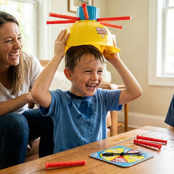 Zing Hog Wild Water Roulette Game: The Ultimate Suspense-Filled Water Challenge – Hilarious Fun Family Party Game with Adjustable Helmet, Rods, and Spinner – Kids and Adults - Ages 8 and Up