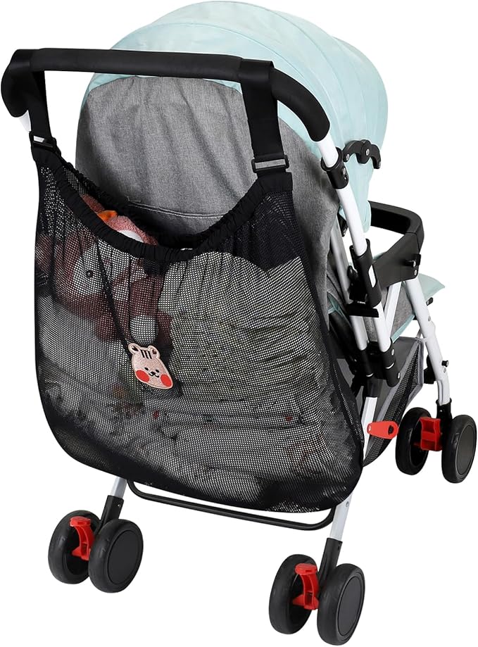 Accmor Universal Stroller Organizer, Large Storage Stroller Bag Fits for Uppababy, Nuna, Britax, Doona Strollers, Non-Slip Adjustable Storage Mesh Caddy Accessories for Stroller Crib