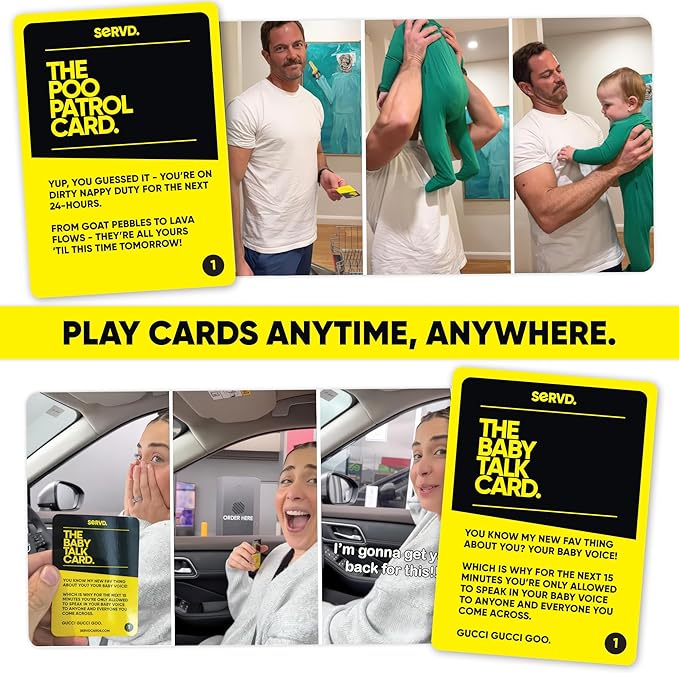 Hasbro SERVD Newborn Parents Edition Game – Hilarious Real-Life Couples Card Game for Infant and New Parents, First Birthdays – Ages 17+