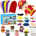 WATINC 6Pcs Hand Puppet Making Kit, Art Craft Felt Sock Puppet Toys, Creative DIY Make Your Own Pompoms Wiggle Googly Eyes Storytelling Role Play Party Supplies Gift for Girls Boys (Career A)