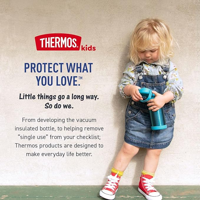 Thermos Baby 10 oz. Stainless Steel Bottle with pop-up straw, Cars