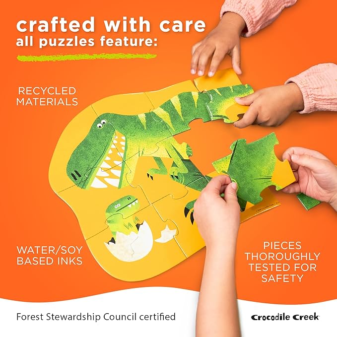 Crocodile Creek 12-Piece Mini Jigsaw Puzzle - Fun Floor Puzzles for Kids Ages 2-4 and Up - Heavy-Duty Shaped Box for Storage - Celebration with Birthday Cupcake and Mouse - 12" x 9" Finished