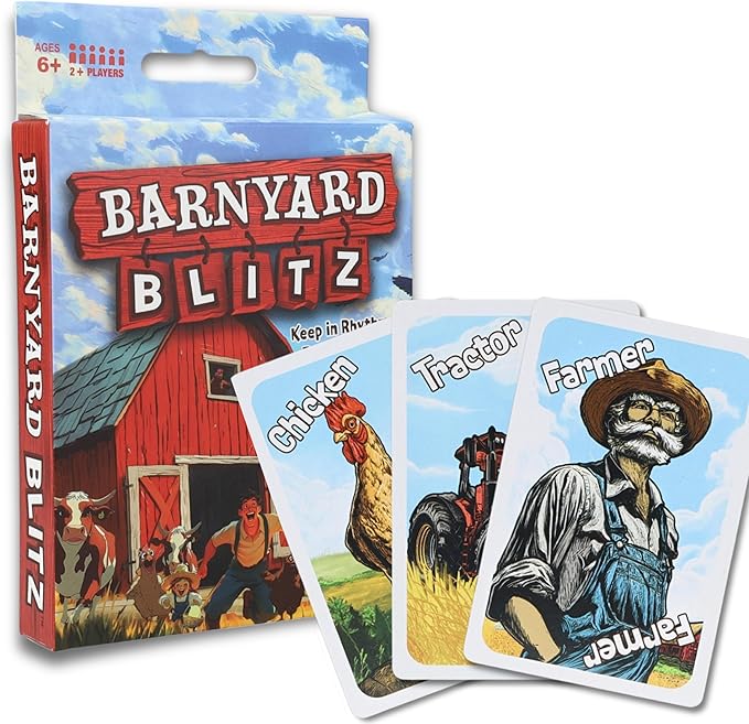 TDC Games Barnyard Blitz – Rhythm Slap Card Games for Kids & Families, Portable Travel Card Game, Fast Reflex & Reaction Time Game, Animal & Farm Card Games