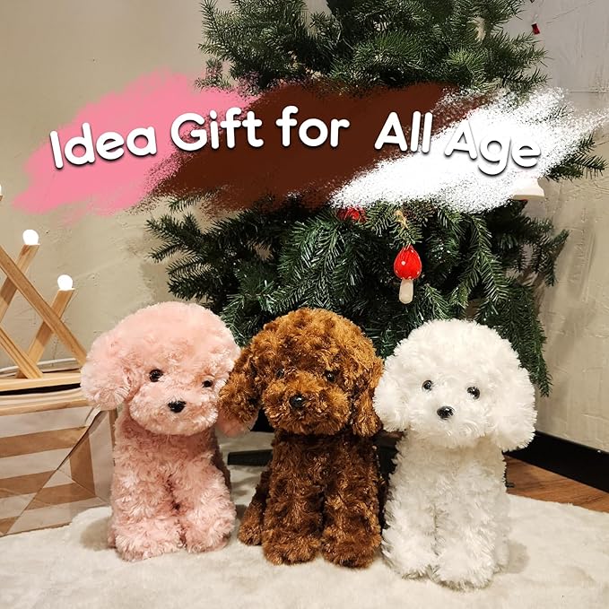 WEIGEDU Adorable Labradoodle Plush Toy Fluffy Red Brown Poodle Stuffed Animal Dog Puppy, 12.6" - Perfect for Kids, Babies, Birthday, Nursery