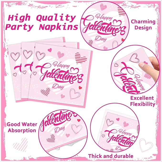 Wiooffen 96 Pcs Galentine's Day Party Plates Napkins Tableware Set Galentines Supplies Disposable Dinnerware Galentines Day Decoration Favors for Valentine, 24 Guests