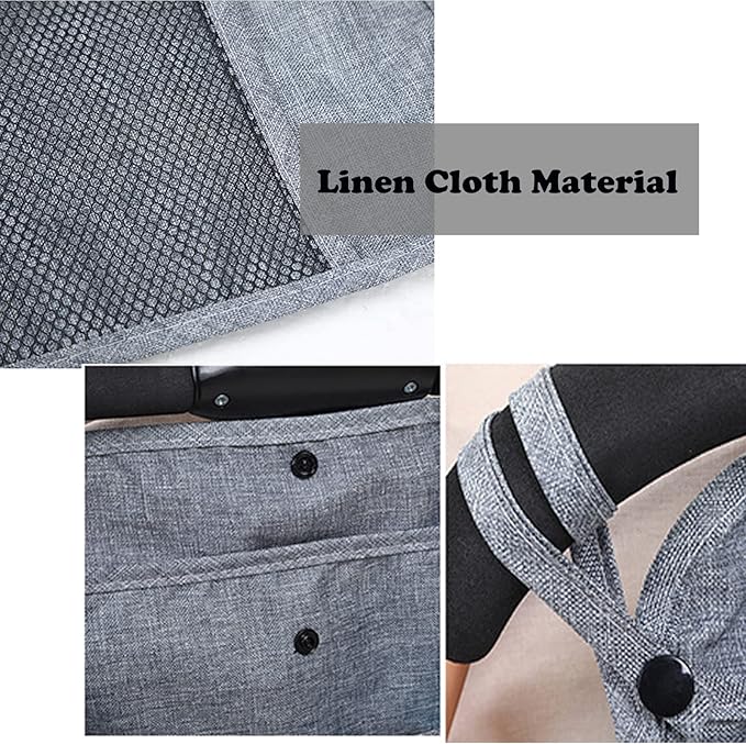 Portable Stroller Hanging Bag with Two Storage Pockets Stroller Bag Organizer for Nappy Baby Cloth/Bottle/Toy, Stroller Hanging Storage Net Bag, Grey