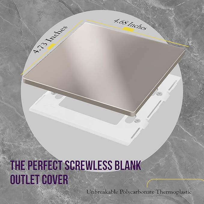 ENERLITES Screwless Double Blank Wall Plate, Child Safe Two Gang Blank Device Outlet Cover, Standard Size, 2-Gang 4.68" x 4.73", Polycarbonate Thermoplastic, UL Listed, SI8802-NK, Nickel