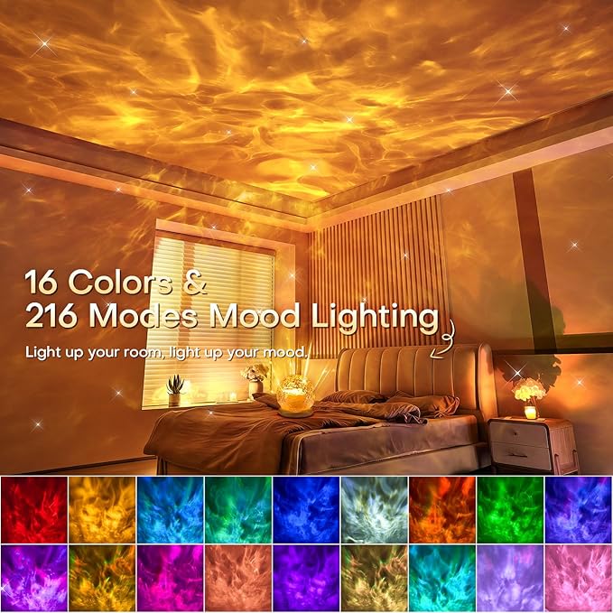 Ambient Lighting, 216 Modes Mood Lighting, 3-in-1 Sunset Lamp & Ocean Lamp & Northern Lights Projector with Remote, Mothers Day Gift Ideas, Room Lights for Bedroom,13 Year Old Teen Girl Gifts