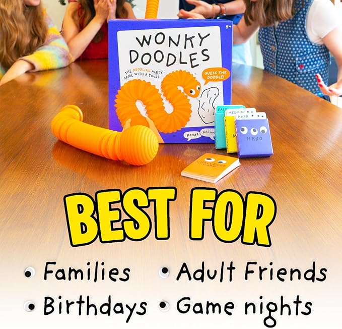 Lucky Egg Wonky Doodles – Hilarious Drawing Games for Family Game Night & Parties – Family Board Games for Adults with Wonky Doodler, 150 Word Cards & Whiteboard – Best Family Games for Ages 8+