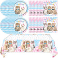 41Pcs Cat Party Supplies - Kitten Birthday Party Table Decorations Include 20 Paper Plates, 20 Napkins and 1 Tablecloth